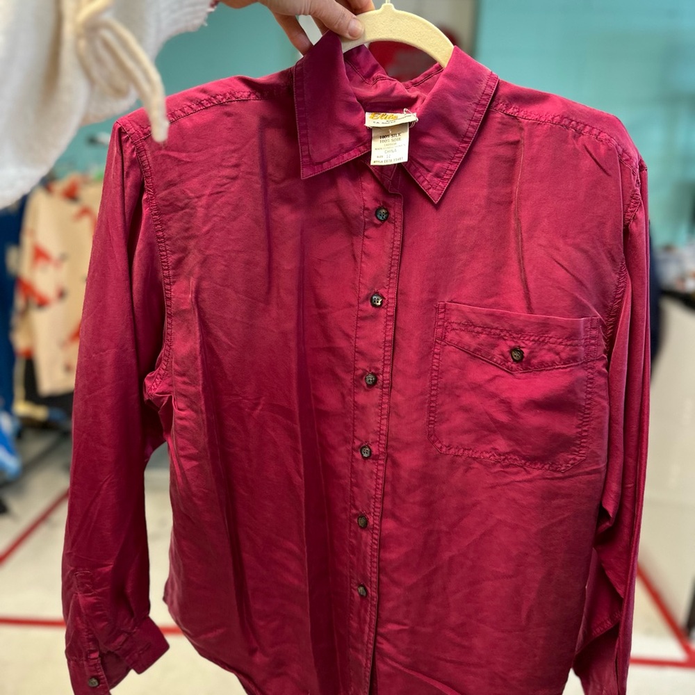 Vibrant Vintage Silk Button Down